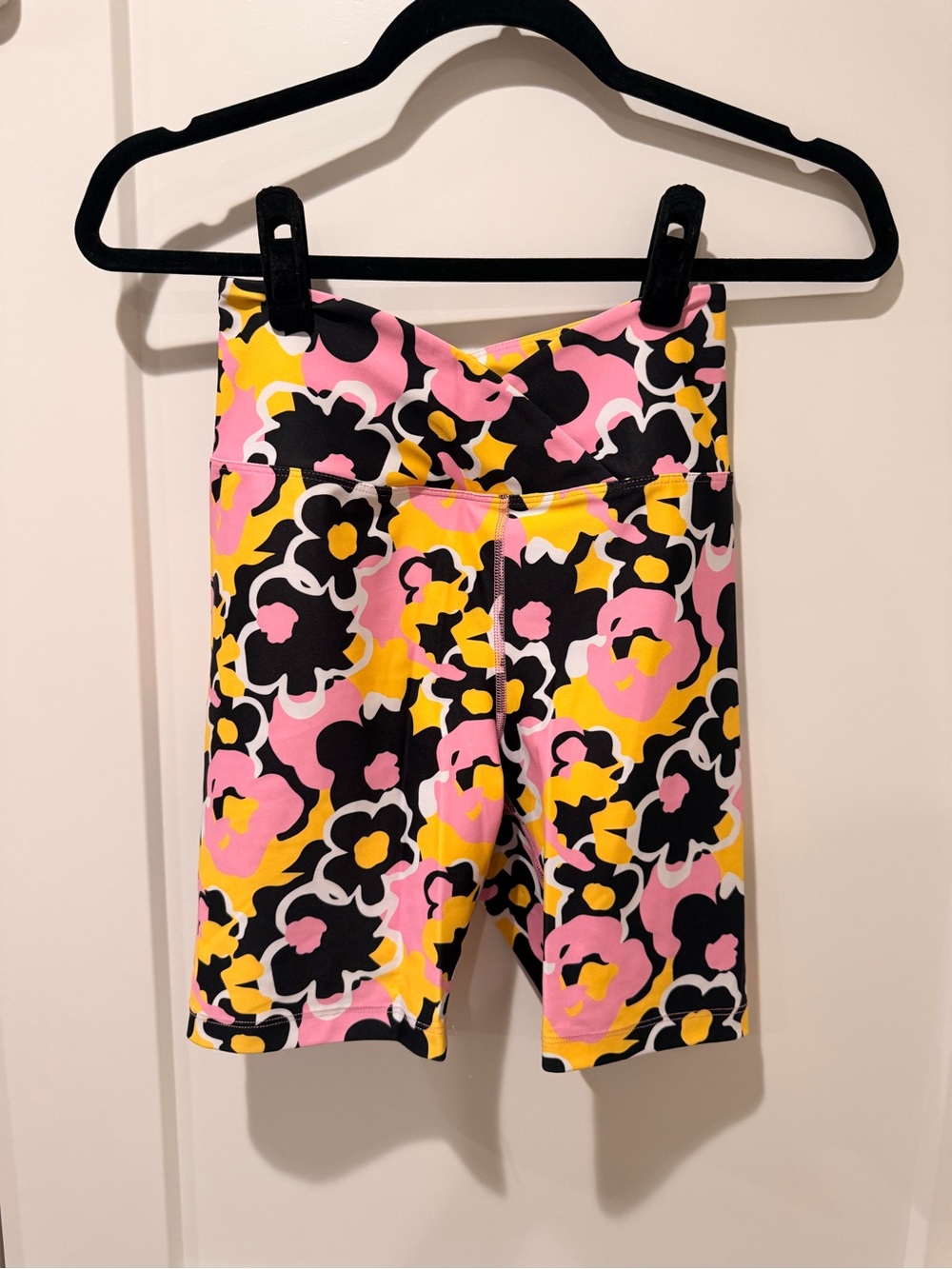 Year of Ours Floral Print Pink & Yellow Biking Shorts
